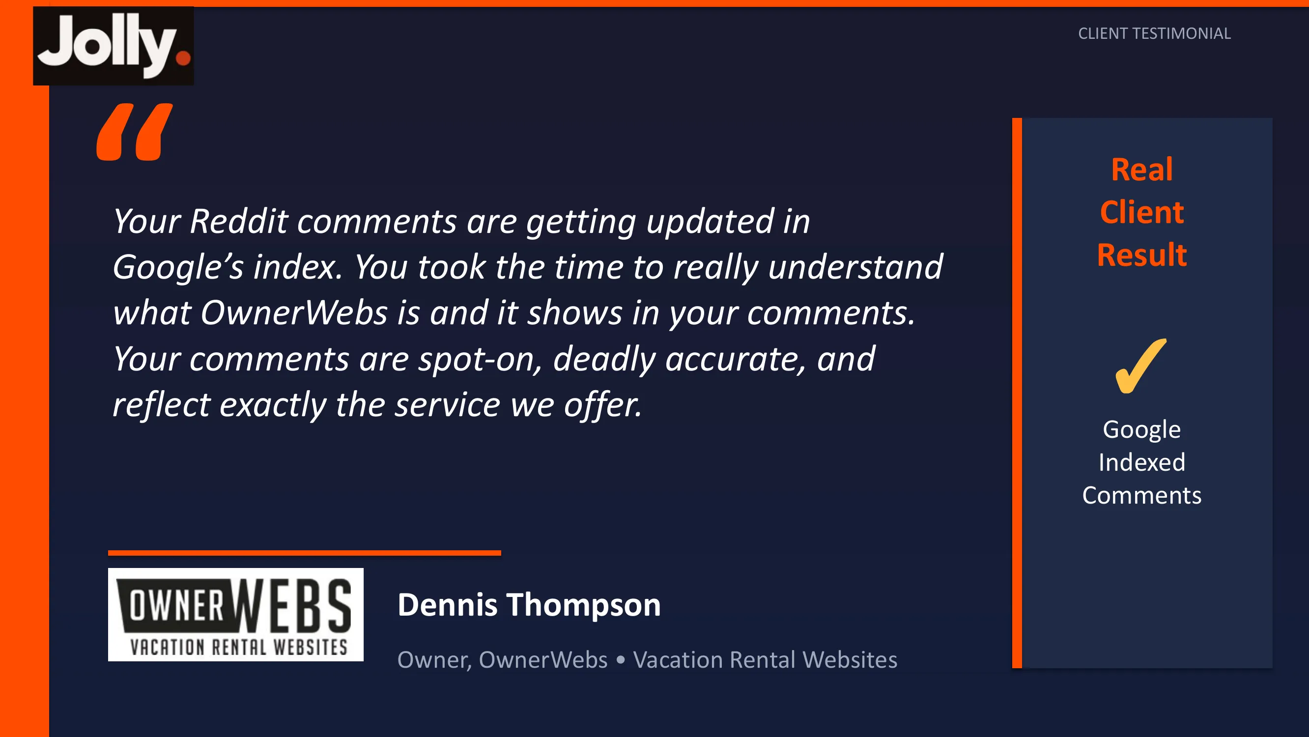 Client testimonial